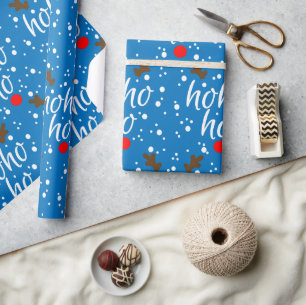 Papel De Presente Roteiro Moderno de Natal em Aqua "Ho-Ho-Ho"
