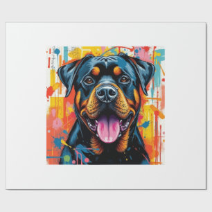 Papel De Presente Rottweiler Colorido Pop Art � Estilo de Borrifo Vi