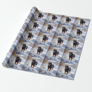 Papel De Presente Rottweiler Deixe Neve Natal
