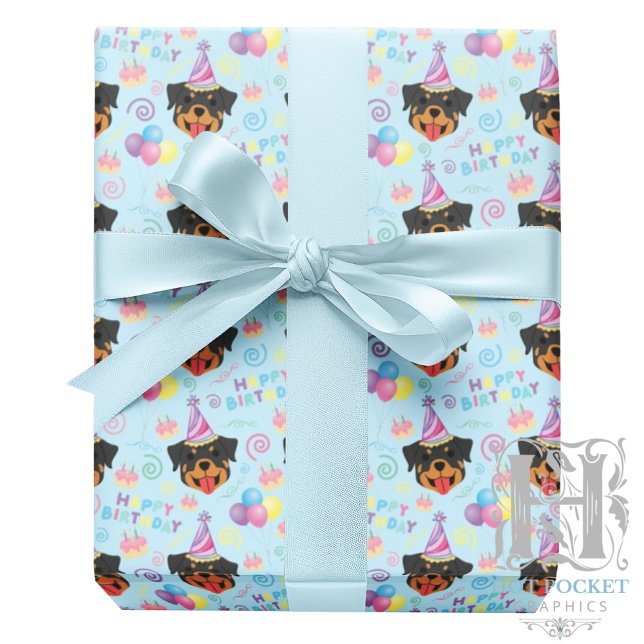 Papel De Presente Rottweiler Wrapping Paper in Blue (Criador carregado)