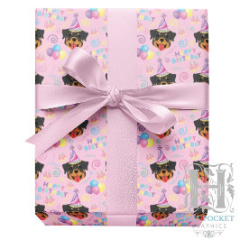 Papel De Presente Rottweiler Wrapping Paper in Pink