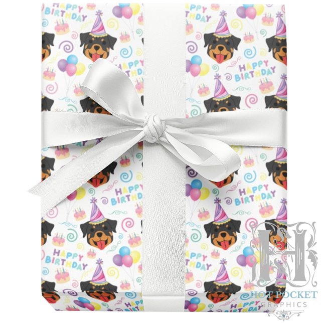 Papel De Presente Rottweiler Wrapping Paper in White (Criador carregado)