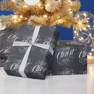 Papel De Presente Rotulação real do giz do Natal religioso do cris