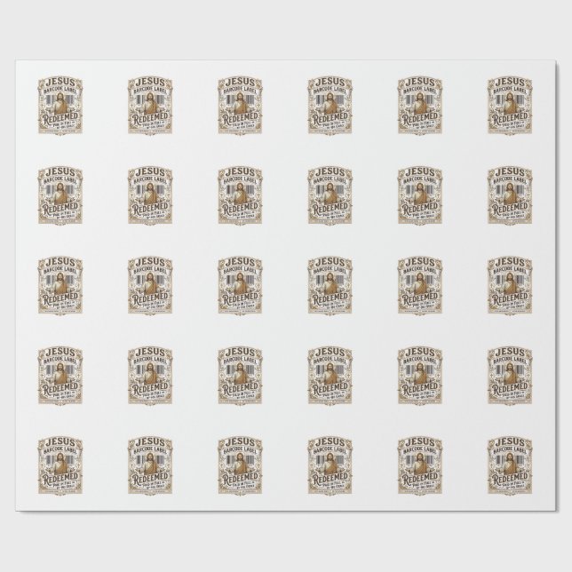 Papel De Presente Rótulo de Código de Barras de Jesus Resgatado Rótu (Aberto)