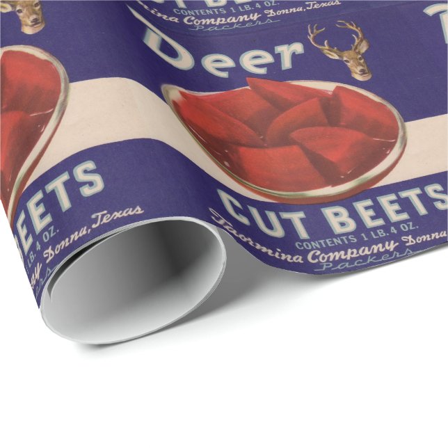 Papel De Presente rótulo de lata de beterraba Deer Cut de 1930 (Ponta do rolo)
