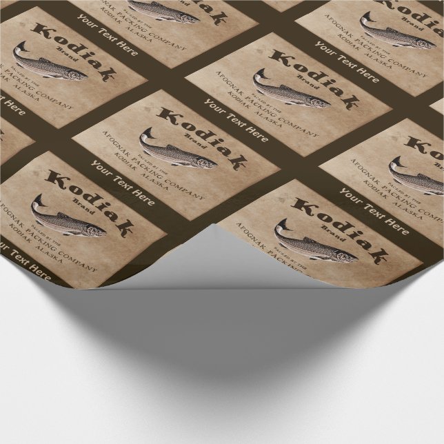 Papel De Presente Rótulo de Salmão Vintage Kodiak (Ponta)