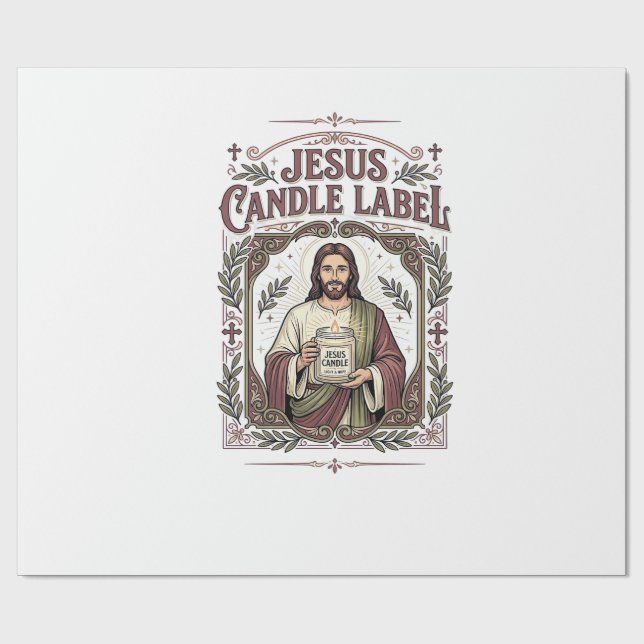 Papel De Presente Rótulo de Vela Jesus Vela Jesus Fé Cristã Vi (Aberto)