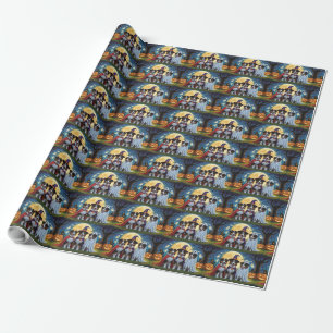 Papel De Presente Rough Collie Dogs Pumpkin Halloween Engraçado