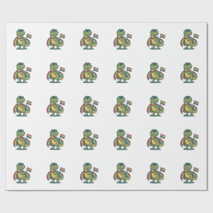 Papel De Presente Roupa de Dinossauro Orgulho Fofo em Vetor Design_1