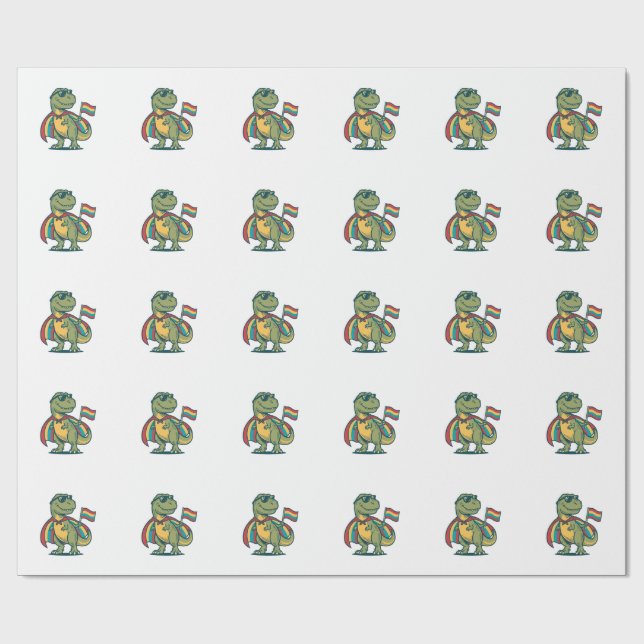 Papel De Presente Roupa de Dinossauro Orgulho Fofo em Vetor Design_1 (Aberto)