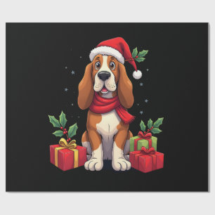 Papel De Presente Roupas de Natal engraçadas para cães Basset Hound 