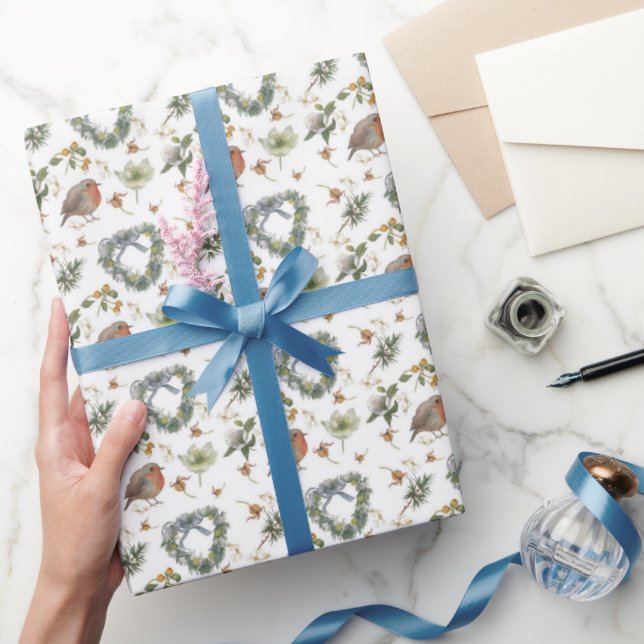 Papel De Presente Rouxinóis e Flores (Presentear)