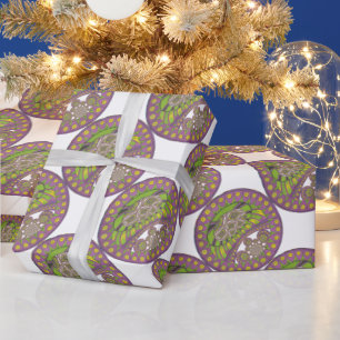 Papel De Presente Roxo Africano e Caleidoscópio Amarelo Tradicional