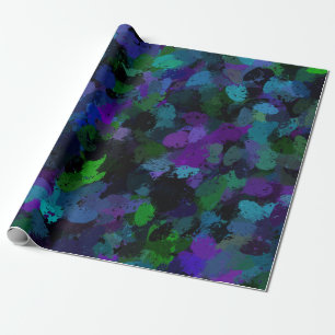 Papel De Presente Roxo, Azul e Preto Abstrato 