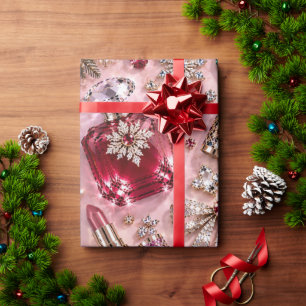 Papel De Presente Roxo Bege Burgundy Joia Natal