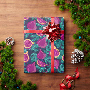 Papel De Presente roxo belo padrão de figo azul