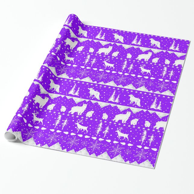 Papel De Presente Roxo-branco e roxa-suécia-nórdica (Desenrolado)