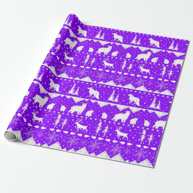 Papel De Presente Roxo-branco e roxa-suécia-nórdica (Desenrolado)
