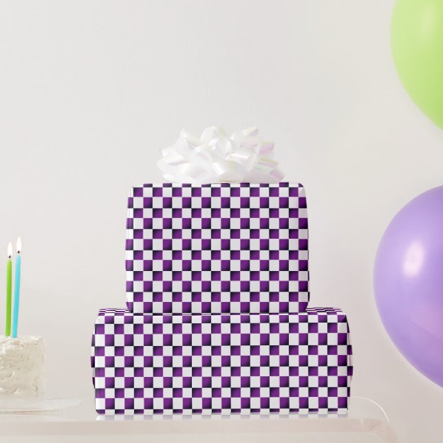 Papel De Presente Roxo Brilhante Com Branco e Dica De Preto (Presentes para festas)