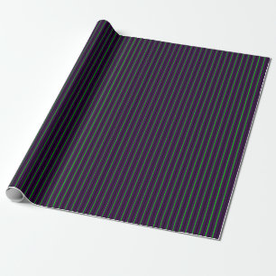 Papel De Presente Roxo com faixas verdes e negras de neon