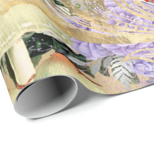 Papel De Presente Roxo cor-de-rosa de Marsala do ouro da antiguidade