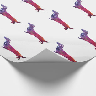 Papel De Presente Roxo Dachshund Geo de Cabelo Longo