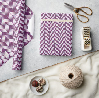 Papel De Presente Roxo de ameixa e Arenque Branco