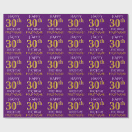 Papel De Presente Roxo, Dourado "aniversário de 30 anos FELIZ"