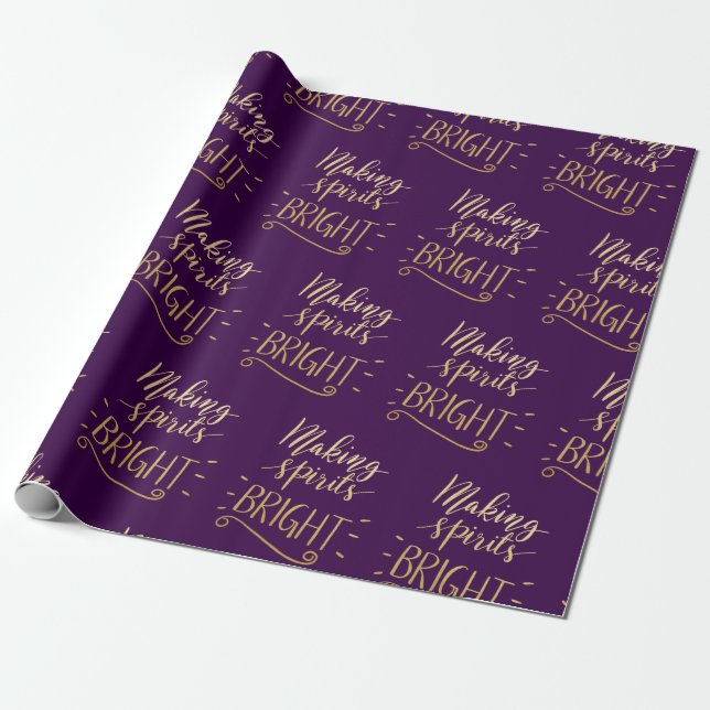 Papel De Presente Roxo Dourado brilhante do teste padrão | do (Desenrolado)