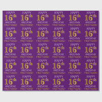 Roxo, Dourado "FELIZ 16 ANOS"
