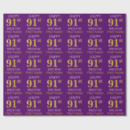 Papel De Presente Roxo, Dourado "FELIZ 91rua ANIVERSÁRIO"