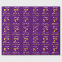 Roxo, Dourado "FELIZ ANIVERSÁRIO 5"