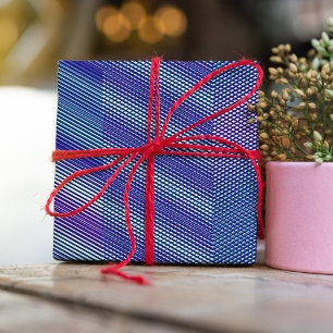 Papel De Presente Roxo e Azul - Moiré Stripe Moderno Abstrato Legal