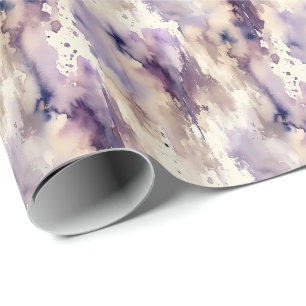 Papel De Presente Roxo e Bege Abstrato Aquarela