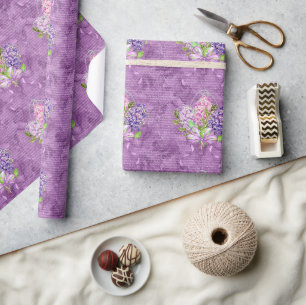 Papel De Presente Roxo E Rosa Lilases