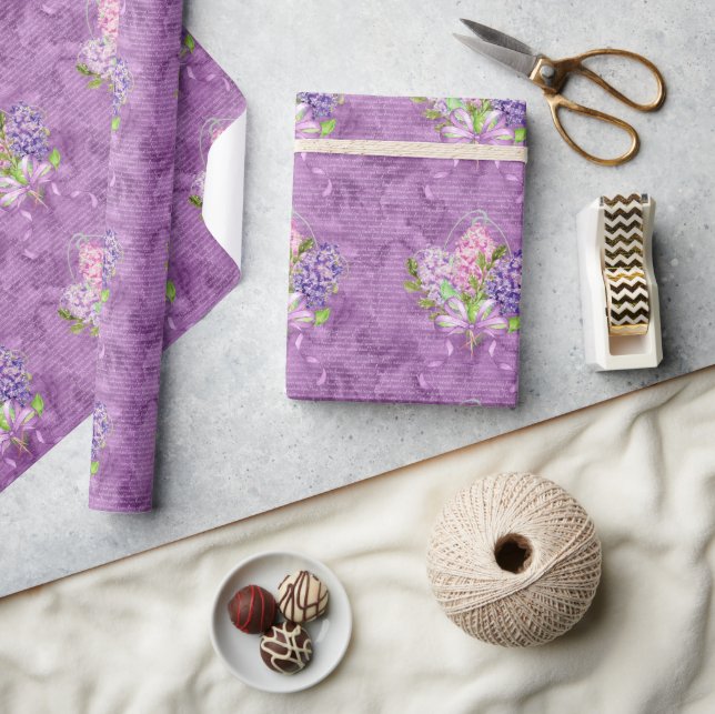 Papel De Presente Roxo E Rosa Lilases (Artesanato)