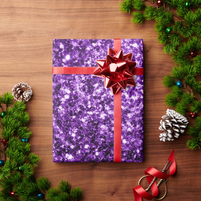 Papel De Presente Roxo escuro falso brilho glitter faíscas (Presente de Natal)
