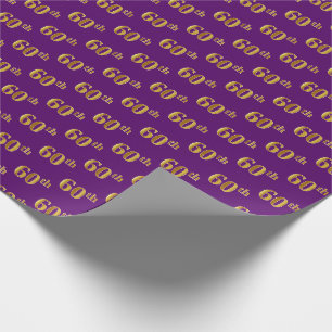 Papel De Presente Roxo, evento do ouro 60th do falso (Sixtieth)