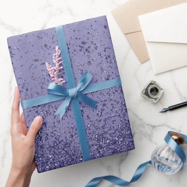 Papel De Presente Roxo Falso Brilho Ametista  (Presentear)