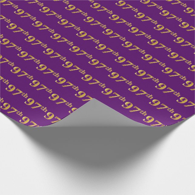 Papel De Presente Roxo, Falso Dourado 97º (Nonagésimo Sétimo) Evento (Ponta)