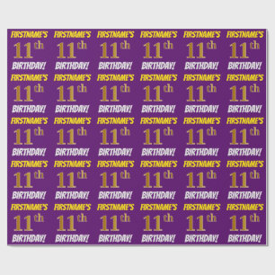 Papel De Presente Roxo, falso/ouro de imitação, "11o ANIVERSÁRIO 