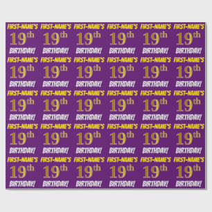 Papel De Presente Roxo, falso/ouro de imitação, "19o ANIVERSÁRIO 
