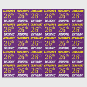 Papel De Presente Roxo, falso/ouro de imitação, "26o ANIVERSÁRIO 