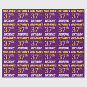 Papel De Presente Roxo, falso/ouro de imitação, "37th ANIVERSÁRIO