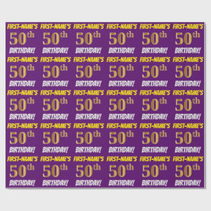 Papel De Presente Roxo, falso/ouro de imitação, "50th ANIVERSÁRIO