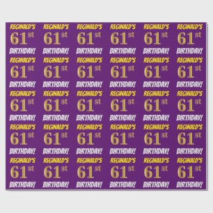 Papel De Presente Roxo, falso/ouro de imitação, "61st ANIVERSÁRIO