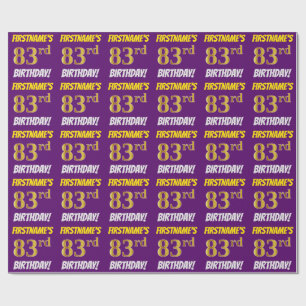 Papel De Presente Roxo, falso/ouro de imitação, "83rd ANIVERSÁRIO