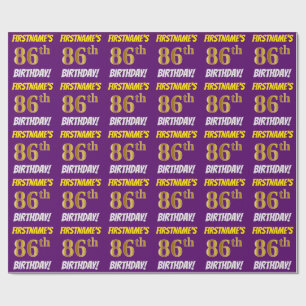 Papel De Presente Roxo, falso/ouro de imitação, "86th ANIVERSÁRIO