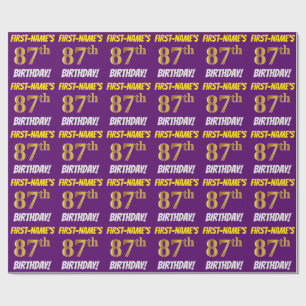 Papel De Presente Roxo, falso/ouro de imitação, "87th ANIVERSÁRIO