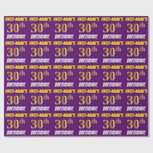 Papel De Presente Roxo, falso/ouro de imitação, "aniversário de 3
